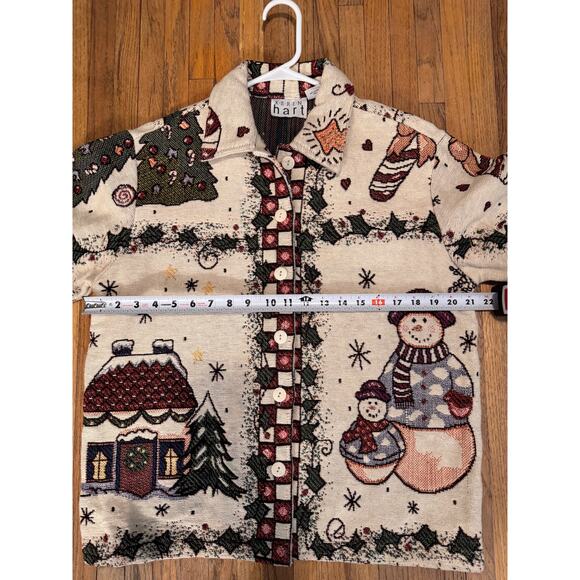 Vintage Keren Hart Tapestry Christmas Holiday Sweater Jacket - Picture 6 of 6